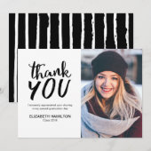 Chic Script Black and White Grad Danke Foto (Vorne/Hinten)