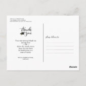 Chic Script Black and White Graduation Thank You Postkarte (Rückseite)