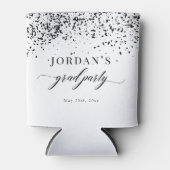 Chic Script Black Confetti Graduation Dosenkühler (Vorderseite)