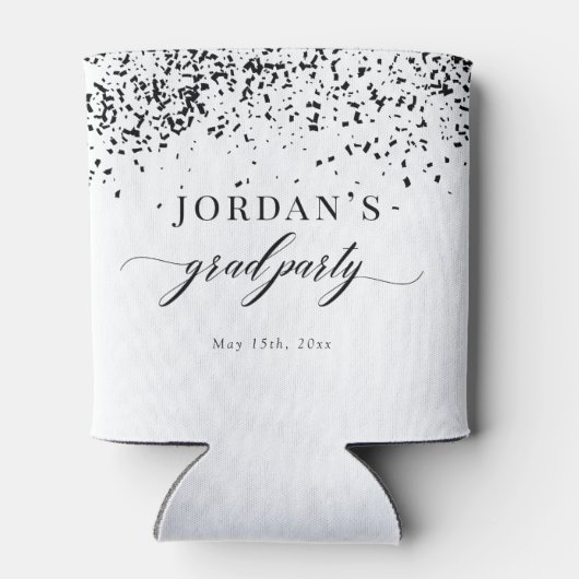 Chic Script Black Confetti Graduation Dosenkühler (Rückseite)