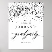 Chic Script Black Confetti Graduation Party Sign Poster (Vorne)