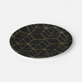 Chic Script Black & Foil Gold Geometric Muster Pappteller (Schrägansicht)