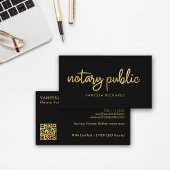 Chic Script Black & Gold Notary Name Modern QR Visitenkarte