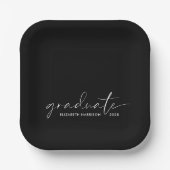 Chic Script Black Graduation Party Pappteller (Vorderseite)