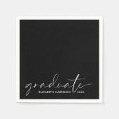 Chic Script Black Graduation Party Serviette (Vorderseite)
