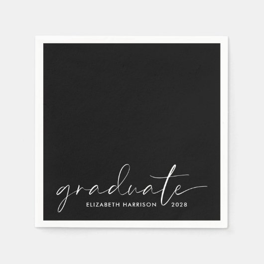 Chic Script Black Graduation Party Serviette (Vorderseite)