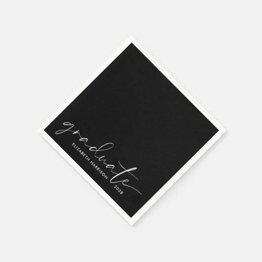 Chic Script Black Graduation Party Serviette (Ecke)