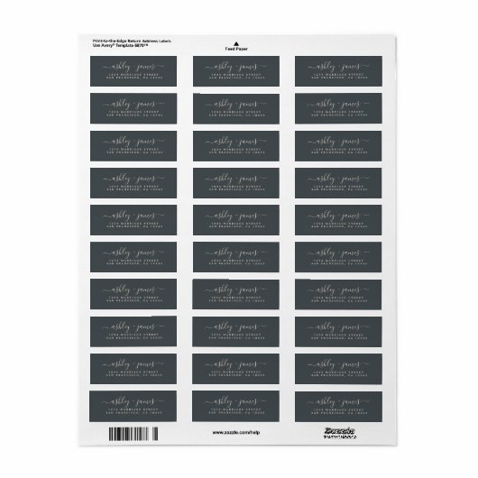 Chic Script Black Ivory Wedding Rücksendeadresse (Vorne)
