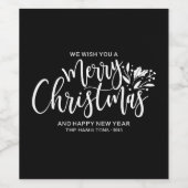 Chic Script Black Merry Weihnachtsweinlabel Weinetikett (Einzelnes Label)