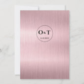 Chic Script Black Metallic Rose Gold Wedding Einladung (Rückseite)