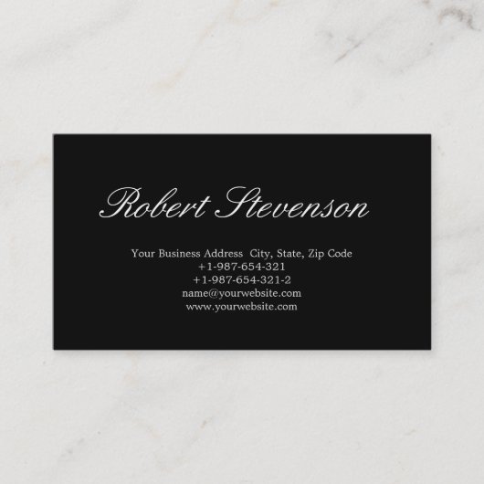 Chic Script Black Stylish Business Card Visitenkarte (Vorderseite)