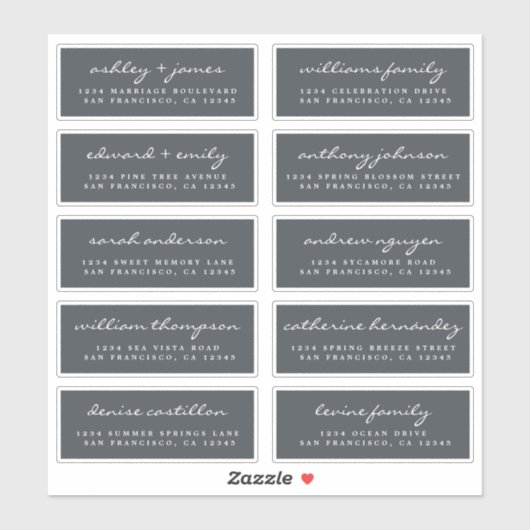Chic Script Black Wedding Guest Address Labels (Blatt)