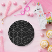 Chic Script Black & White Geometric Muster Pappteller (Party)