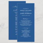 Chic Script Blue Einfache MinimalWedding Programm (Vorne/Hinten)