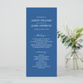 Chic Script Blue Einfache MinimalWedding Programm (Stehend Vorderseite)