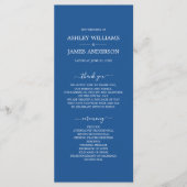 Chic Script Blue Einfache MinimalWedding Programm (Vorderseite)