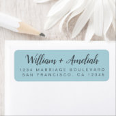 Chic Script Blue Glow Wedding Return Address Label (Insitu)