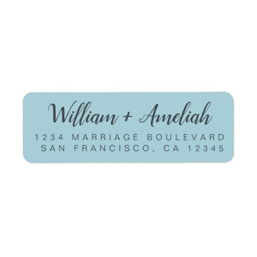 Chic Script Blue Glow Wedding Return Address Label (Vorne)