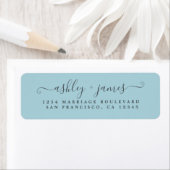 Chic Script Blue Glow Wedding Rücksendeadresse (Insitu)