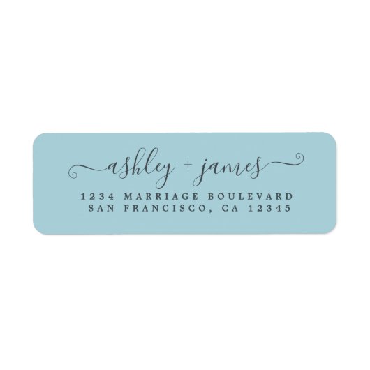 Chic Script Blue Glow Wedding Rücksendeadresse (Vorne)