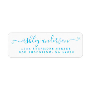 Chic Script Blue Ink Name Rückgabeadresse Label