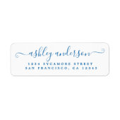 Chic Script Blue Ink Name Rücksendeadresse (Vorne)