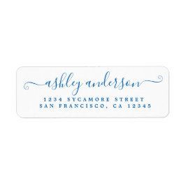 Chic Script Blue Ink Name Rücksendeadresse