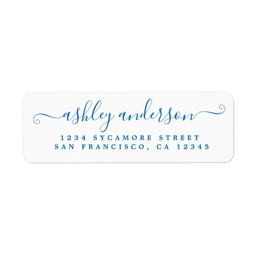 Chic Script Blue Ink Name Rücksendeadresse (Vorne)