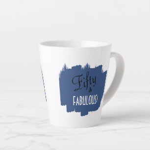 Chic Script Blue Schmear Fifty & FABULOUS Geburtst Milchtasse