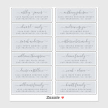 Chic Script Blue Wedding Guest Address Labels