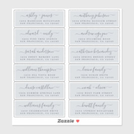 Chic Script Blue Wedding Guest Address Labels