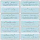 Chic Script Blue Wedding Guest Address Labels (Vorderseite)