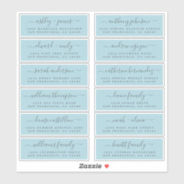 Chic Script Blue Wedding Guest Address Labels