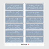 Chic Script Blue Wedding Guest Address Labels (Blatt)