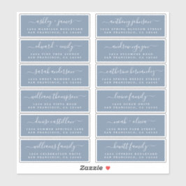 Chic Script Blue Wedding Guest Address Labels