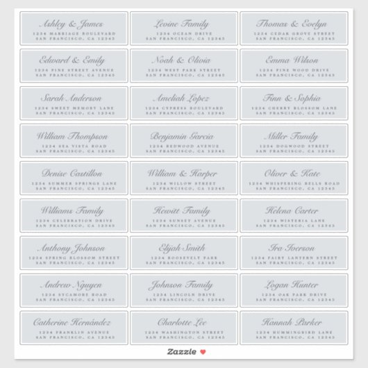Chic Script Blue Wedding Guest Address Labels (Blatt)