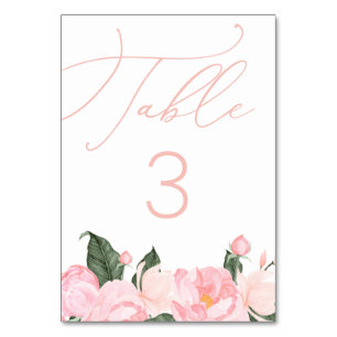 Chic Script Blush Pink Floral Baby Dusche Tischnummer