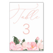 Chic Script Blush Pink Floral Baby Dusche Tischnummer (Rückseite)