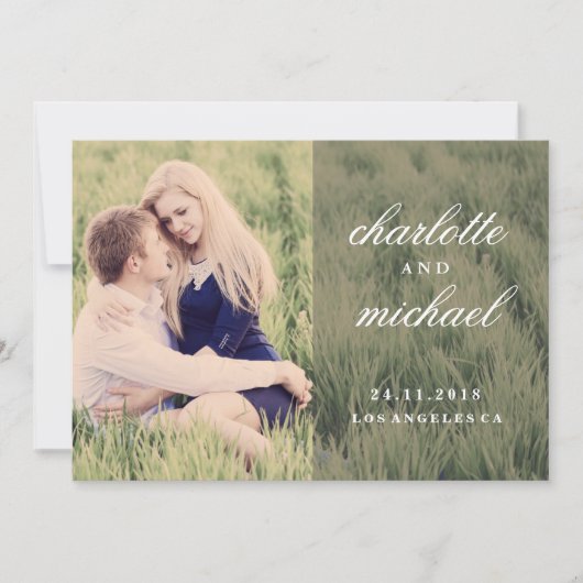 Chic Script Boho Foto Save the Date (Vorderseite)