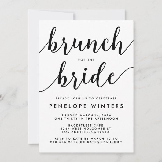 Chic Script Brunch Bridal Shower Einladungen (Vorderseite)