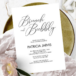 Chic Script Brunch und Bubbly Brautparty Einladung