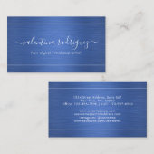 Chic Script Brushed Royal Blue Modern Minimalistis Visitenkarte (Vorne/Hinten)