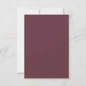 Chic Script Burgundy Leaf Minimal Wedding RSVP Karte (Rückseite)