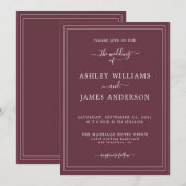 Chic Script Burgundy Wedding Einladung (Vorne/Hinten)