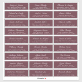 Chic Script Burgundy Wedding Guest Address Labels
