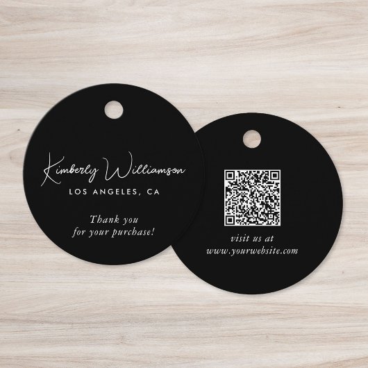 Chic Script Business QR Code Danke-Schön-Geschenka Geschenkanhänger