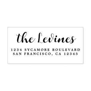 Chic Script Calligrafy Family Name Rücksendeadress Gummistempel