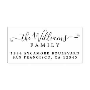 Chic Script Calligrafy Family Name Rücksendeadress Gummistempel