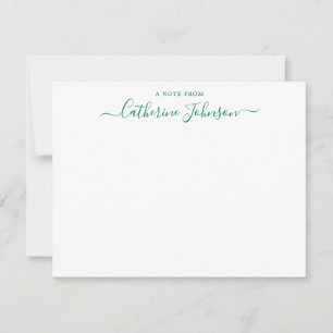 Chic Script Calligraphy A Note from Forest Green Mitteilungskarte