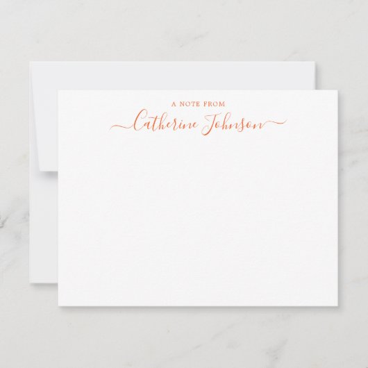 Chic Script Calligraphy A Note from Herbst Orange Mitteilungskarte (Vorderseite)